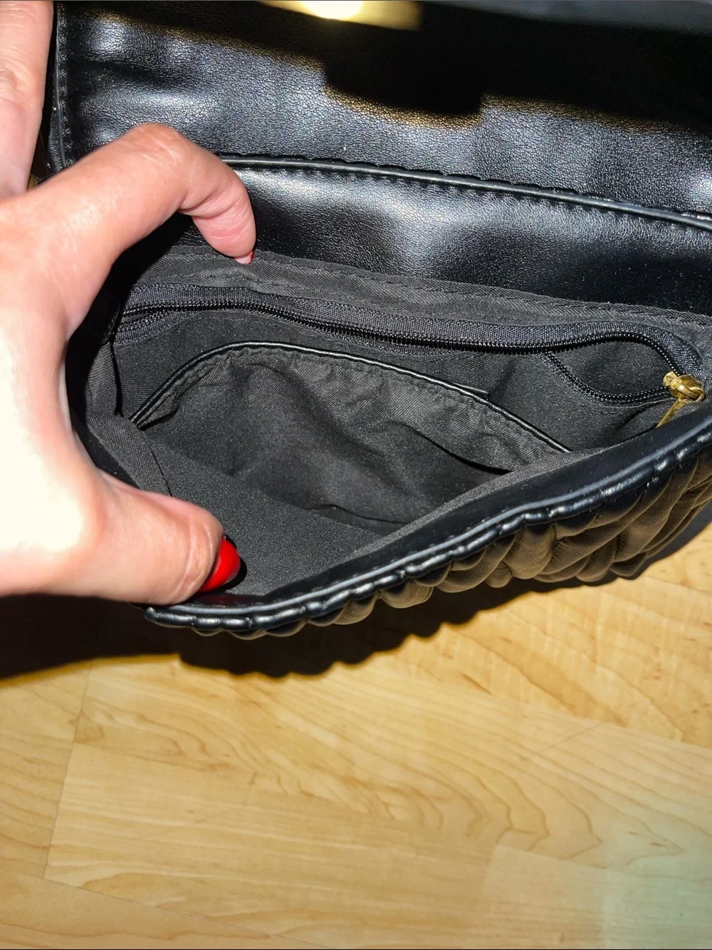 Montana West Black Quilted Leather Shoulder Bag with Gold Chain